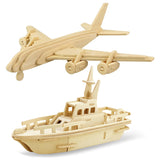 Georgie Porgy 3D Wooden Puzzles for Kids Toys Construction Woodcraft Kits DIY Model Puzzle Kits Birthday Gifts Pack of 2 (Civil 