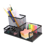 DONDA Metal Mesh Desk Organiser Pen Stand |Stationary Organizer |Pen Stand for Office Table |Pen Holder (3 Compartment,Black)