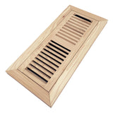 Homewell Hickory Wood Floor Register, Flush Mount Floor Vent Cover, 4X12 Inch, with Damper, Unfinished