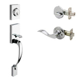 Copper Creek FZ2610XWLR-PS Craftsman Front Entrance Handleset in Polished Stainless with Right Hand Waverlie Lever Interior