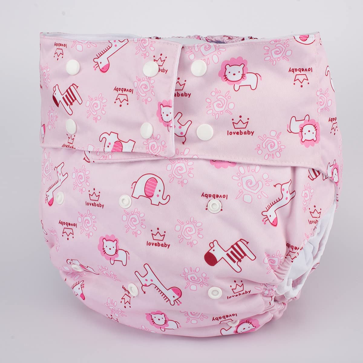 Teen Adult Cloth Diaper Nappy Reusable Washable (Pink Animals) Medium