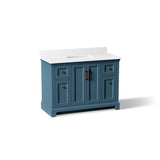 Kohler Charlemont 48 Bathroom Vanity Cabinet with White Sink and Quartz Top, Modern Bathroom Storage, Tidal Blue, K-29262-BD1-TB