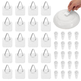 20 Pack Invisible Vertical Plate Holders - Adhesive Plastic Plate Hanger Hanging Hooks for Decorative Wall Art 1.25 Inch