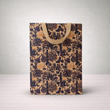 Midnight Botanical Large Gift Bag Premium Dark Floral Print, Strong Duplex Paper, EcoFriendly Reusable Bag for Clothing Sets,