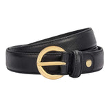 Da Milano Non Reversible Formal Leather Belt For Women Black | Gold Finish Buckle For Everyday Wear | Size 30 Inch (5418925