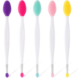 Mxxipp 5pcs Lip Scrub Brush, Silicone Lip Exfoliator Brushes Scrubber Tool, Double-Sided Lip Cleaning Exfoliating Remove Dead Sk