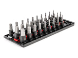 TEKTON 3/8 Inch Drive Hex and Torx Impact Bit Socket Set with Rails and Tray, 32-Piece (5/32-9/16 in., 4-14 mm, T20-T60) | SIB91