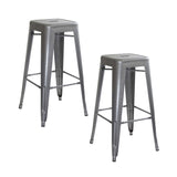 Amerihome Bs0302Pk Loft Silver Metal Bar Stool - 2 Piece