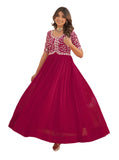 Fashion Basket Georgette Embroidered Anarkali Gown For Women Pink
