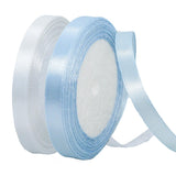 2 Rolls White Light Blue Ribbon, 3/8 Inch x 50 Yards Satin Fabric Ribbon for Flower Bouquets, Gift Wrapping, DIY Crafts, Birthda