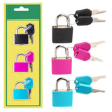 3 Pcs Small Locks with Keys,Multicolor Mini Key Locks, Plastic-Covered Copper Keyed Padlock for Luggage, Backpack, Gym Locker, S