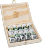 Schmincke - HORADAM AQUARELL, Super-Granulation Set Forest, 5 x 15 ml tubes, 74 851 097, wooden box, very strong granulating wat