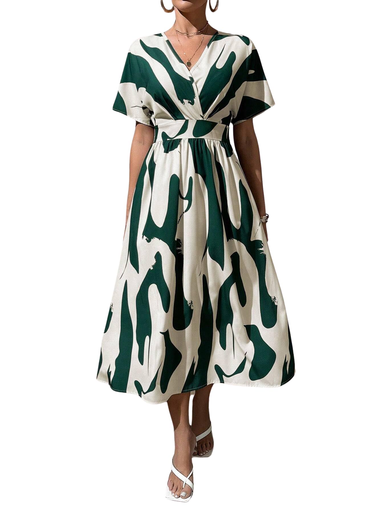 Leriya Fashion Midi Dress For Women | One Piece Dress For Women | Beach Dress For Women (Small, Green)