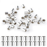 LCCHOLV 2 mm S925 Sterling Silver Crimp Beads for Jewelry Making - 40 PCS Hypoallergenic Silver Crimp Tubes, Crimping Beads Tube