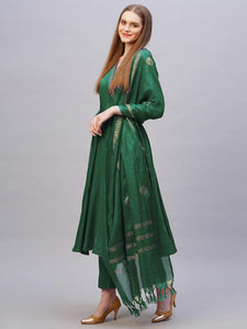 Gosriki Women'S Rayon Blend Anarkali Printed Kurta With Pant & Dupatta (Berlin Green-Nb-Gs_M_Green_Medium),Green,,B0DJ39KHRN