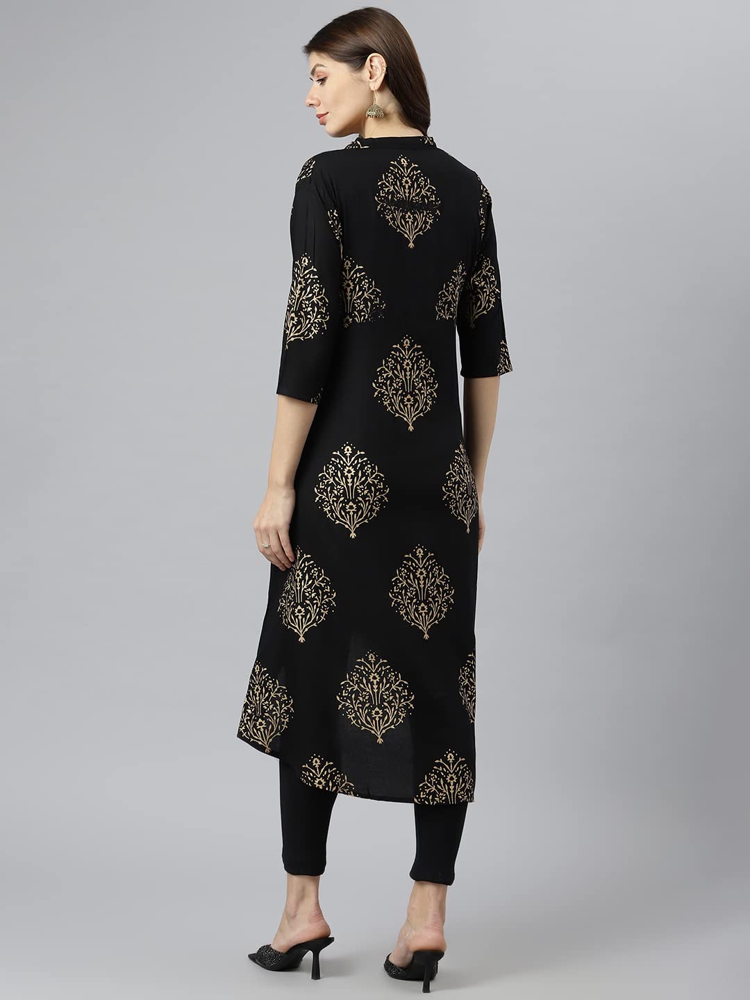 Anni Designer Women'S Rayon A-Line Printed Kurta (Zayoki Black_2Xl_Black_Xx-Large),Black,2XL,Rayon,A-Line,kurta
