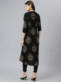 Anni Designer Women'S Rayon A-Line Printed Kurta (Zayoki Black_2Xl_Black_Xx-Large),Black,2XL,Rayon,A-Line,kurta