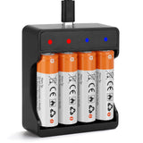 4 Pack Rechargeable 1.5V Lithium Batteries AA for Blink Camera, Long-Lasting Double A Battery 2600mWh with 2H Fast Charger (4-Ba