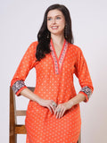 Anni Designer Women'S Rayon Viscose Anarkali Printed Kurta With Pant (Karidos Orange-Vks02_3Xl_Orange_Xxx-Large),Orange,3XL,,,