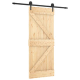 vidaXL Sliding Door Natural and Black 33.46 x 82.68 in Solid Pine Wood