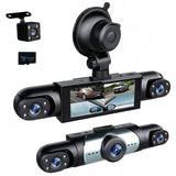 360 Full View Dash Cam Front and Rear Inside, 4 Channel Dashcam 1080P Full HD Dash Camera for Cars with Infrared Lamps Night Vis
