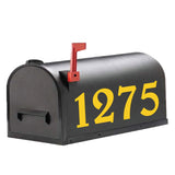 Diggoo Reflective Yellow Mailbox Numbers Sticker Decal Die Cut Elegant Style Vinyl Number 4 Self Adhesive 4 Sets for Mailbox, Si