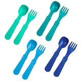Re-Play Toddler Forks and Spoons Set - 4x4 Toddler Utensils Set - Dishwasher and Microwave Safe - Made in USA - Set of 8-5.8 x 1