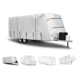 FRUNO Oxford Fabric Travel Trailer Cover RV Cover 27'-30' Waterproof Rip-Resistant Anti-UV Camper Cover for Winter Snow with Jac