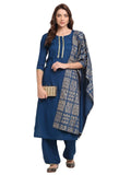 Anni Designer Women'S Rayon Straight Solid Kurta With Palazzos & Dupatta (Sonari Blue_Xl),Blue,XL