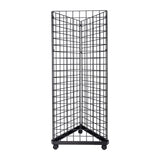 SSWBasics Black Triangle Wire Grid and Grid Wall Tower with Base and Casters - Black Metal Display Stand with Grid Wall Panels -