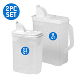 Buddeez Pet Food Storage Containers - 2 Count Bird Seed Dispenser with Pour Tight Lids and Easy Pour Spouts, 8 Qt and 3.5 Qt, Bi