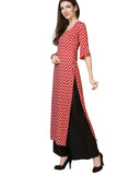 Gosriki Women'S Creap Straight Kurta(Zigzag Red_S-Go_Red_Small),Red,,B09SWC8RC3
