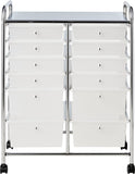 Whitmor 12-Drawer Rolling Storage Cart with Locking Wheels, Plastic Organizer for Crafts, Office, Beauty Supplies, Sturdy Metal 