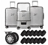 Avrin 3 Pcs Luggage Cover With 24 Pcs Wheel Covers Thicken Clear Pvc Suitcase Cover, 20 24 28 Luggage Protector Transparent W