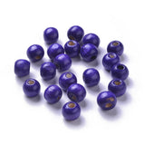Elecrelive 200Pcs Painted Wooden Beads 10mm Dark Blue Natural Round Wood Beads Xmas Decor for Bracelet Necklace Craft Home Party