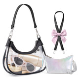 Small Clear Bag for Stadium Events, Clear Crescent Bag for Women Stadium Approved with Wristlet Wallet, for Concerts Sports Even
