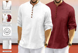 Royalscout Men'S Cotton Polyester Blend Solid Regular Fit Full Sleeve Short Kurta | Ethnic, Lightweight Summer Kurta For Daily & Occasion Use White-Maroon White-Maroon 4Xl