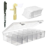 BLUE HANDCART Embroidery Floss Organizer, 1 Removable 18 Compartments Cross Stitch Thread Storage Box with 100 Plastic Embroider