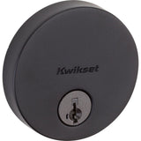 Kwikset Uptown Deadbolt Lock, Matte Black Round Exterior Keyed Front Entry Door, Pick Resistant SmartKey Rekey Security, Single 