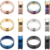 SUNNYCLUE 1 Box 12Pcs Inlay Ring Blanks Stainless Steel Finger Rings Blank Size 9 Blue Black Golden Grooved Ring Core Blanks Las