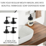 Onsogi Regular Mouth Plastic Mason Jar Soap Dispenser Pumps and Lids- Rust-Proof Mason Jar Accessories Rustic Farmhouse Kitchen