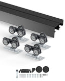 VEVOR Bypass Door Hardware, 6ft Heavy Duty Bypass Sliding Door Hardware Kit, Aluminum Alloy Sliding Closet Door Hardware Set for