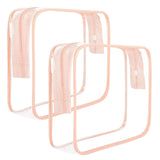 ANEMEL 2pcs Clear Travel Toiletry Bag TSA Approved Size Makeup Cosmetic Bag Portable Waterproof Transparent Pouch Storage, Pink