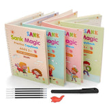 FieryFrost Sank Magic Reusable Handwriting Practice Books for Kids, Number Tracing Calligraphy Copybook Set, 4 Books with 10 Ref