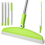 XXFLOWER Silicone Air Broom, Multifunction Broom with Long Handle, Adjustable Rubber Squeegee Sweeping Water for Indoor Hardwood Floors, Kitchen,Concrete Floor, Bathroom Tile(Gray Green)