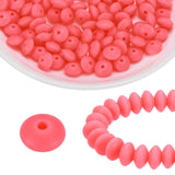 HARFINGTON 100Pcs Silicone Beads 12mm Lentil Rubber Focal Beads Bulk for Pens Keychain Bracelet Necklace DIY Crafts Making, Pink