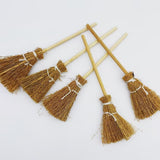 5Pcs Halloween Witch Broom Artificial Mini Broom Miniature Props with White Rope Fairy Hopuse Micro Landscape Party Hangings Dec