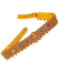 Adyashree Emporium Traditional GoldToned Waist Belt With Lakshmi Motif, Red And Green Stone Embellishments, Bridal Vaddanam