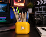 A3DG YouTube Play Button Pen Stand (Gold) Stylish Pen Holder & Desk Organizer for Home, Office, or Study Table | Gift for YouT