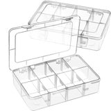 Jutieuo 2 Pack 8 Grids Bead Organizer and Storage, Plastic Organizer Box with Removable Dividers and Labels for Jewelry Crafts S